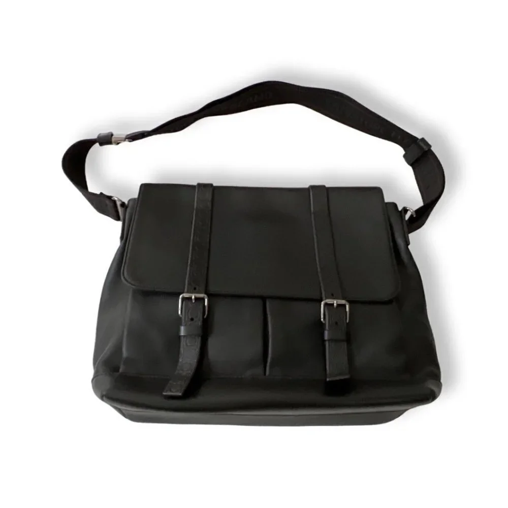 Salvatore Ferragamo Black Leather Monogram Messenger Bag / PINK